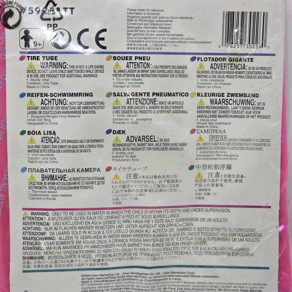 NEW 2006 Intex The Wet Set Tire Tube 59251TT‎ Neon Pink NOS New 36 in. SEALED
